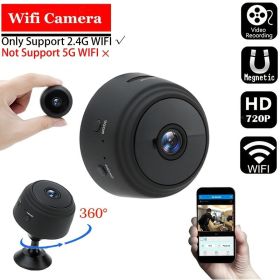 1pc A9 Mini Camera; HD 720P 2.4G Wifi IP Camera; Night Vision; Smart Home Security Wireless Mini Camcorder; Mobile Remote View Video Surveillance (Color: Black*3)